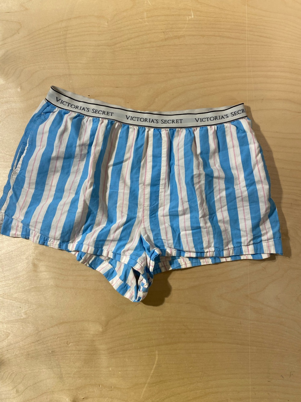 Victoria's Secret Blue, White & Pink Striped Lounge Shorts Large (BM)